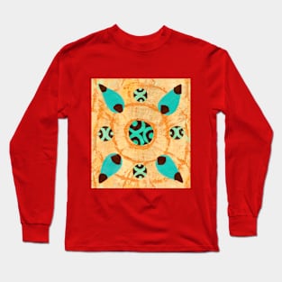 Abstract Motifs on Orange Tie Dye Long Sleeve T-Shirt